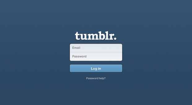 Der Login-Bereich von Tumblr