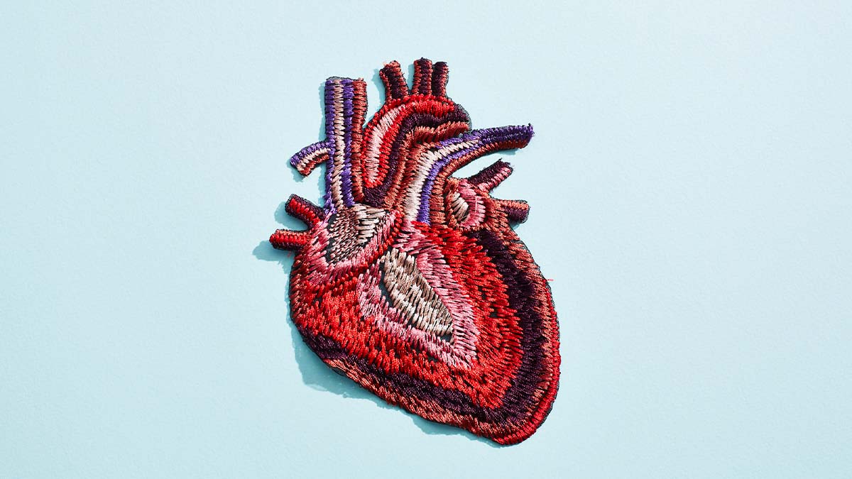 Anatomisches Herz auf hellblauem Hintergrund