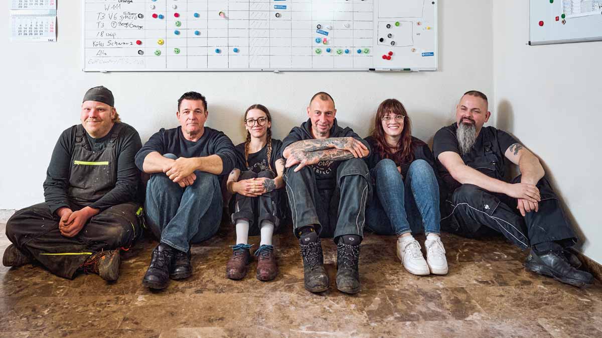 Von links: Steffen Scherff, Geschäftsführer Matthias Kemmer, Emelie Joos, Markus Krieg, Lea Weber und Christian Christ von der Firma Kemmer & Hein.